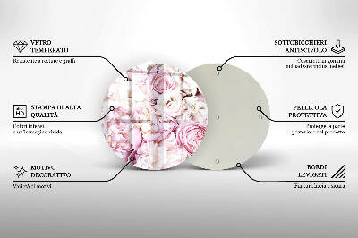 Üveg alátét gyertyákhoz Bazsarózsa csokor
