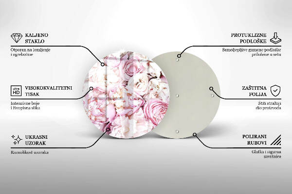 Üveg alátét gyertyákhoz Bazsarózsa csokor