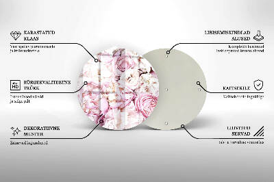 Üveg alátét gyertyákhoz Bazsarózsa csokor