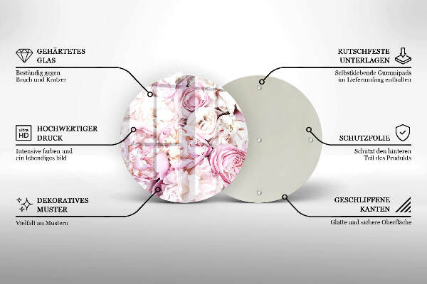 Üveg alátét gyertyákhoz Bazsarózsa csokor