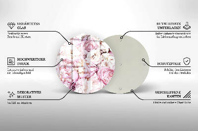 Üveg alátét gyertyákhoz Bazsarózsa csokor