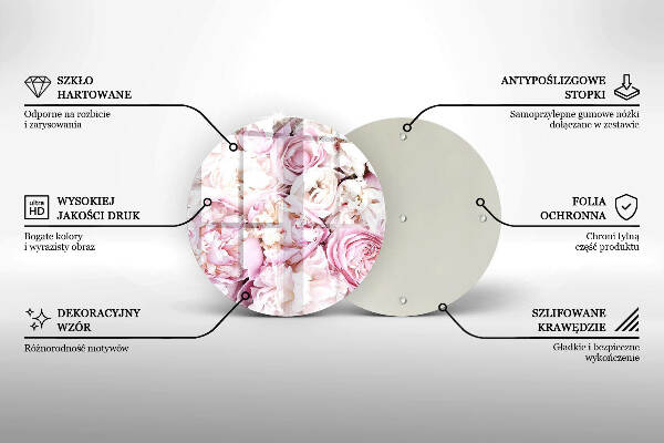 Üveg alátét gyertyákhoz Bazsarózsa csokor