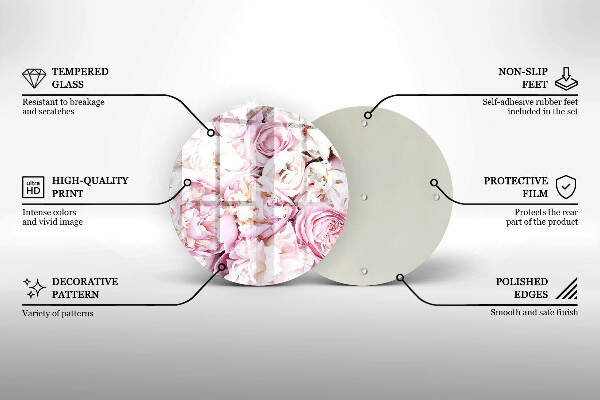 Üveg alátét gyertyákhoz Bazsarózsa csokor