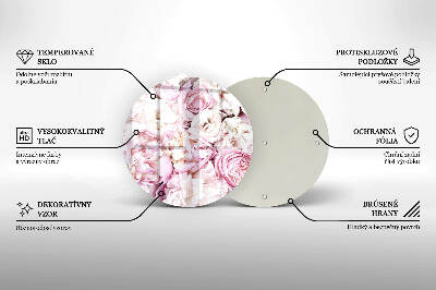 Üveg alátét gyertyákhoz Bazsarózsa csokor