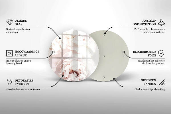 Üveg alátét gyertyákhoz Pasztell bazsarózsa