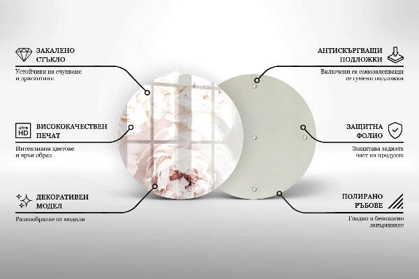 Üveg alátét gyertyákhoz Pasztell bazsarózsa