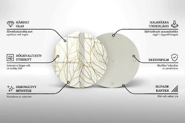 Üveg alátét gyertyákhoz Line-art levelek minta