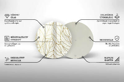 Üveg alátét gyertyákhoz Line-art levelek minta