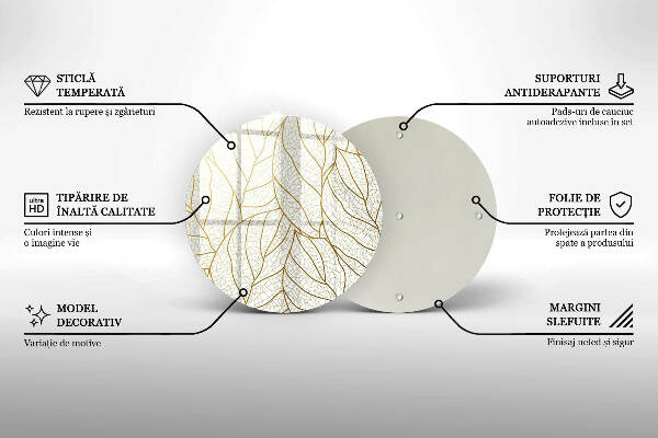Üveg alátét gyertyákhoz Line-art levelek minta