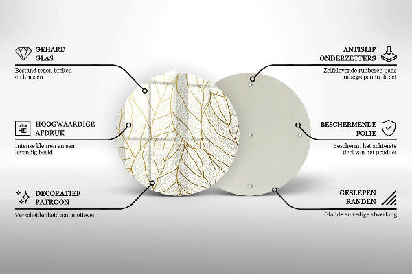 Üveg alátét gyertyákhoz Line-art levelek minta