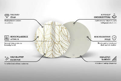 Üveg alátét gyertyákhoz Line-art levelek minta