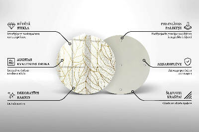 Üveg alátét gyertyákhoz Line-art levelek minta
