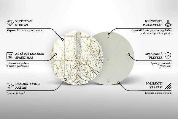 Üveg alátét gyertyákhoz Line-art levelek minta