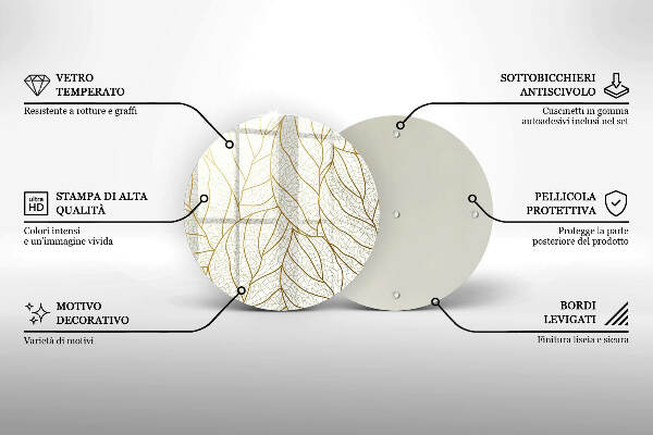 Üveg alátét gyertyákhoz Line-art levelek minta