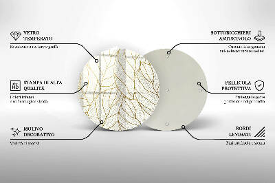 Üveg alátét gyertyákhoz Line-art levelek minta