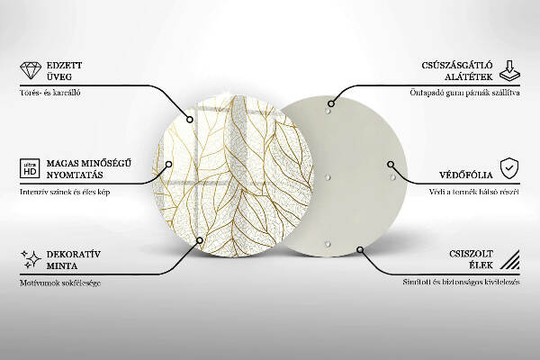 Üveg alátét gyertyákhoz Line-art levelek minta