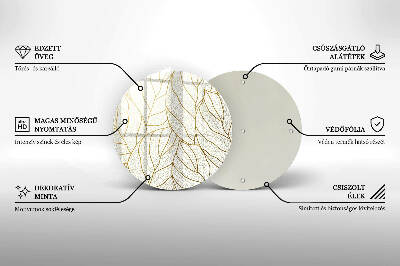 Üveg alátét gyertyákhoz Line-art levelek minta