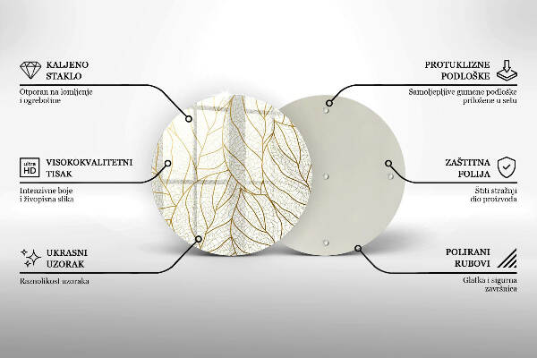 Üveg alátét gyertyákhoz Line-art levelek minta
