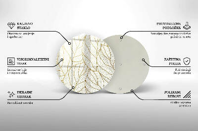 Üveg alátét gyertyákhoz Line-art levelek minta
