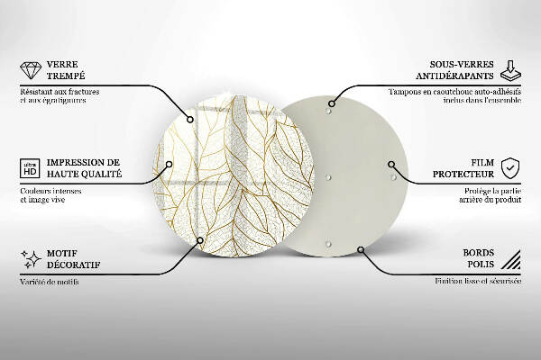 Üveg alátét gyertyákhoz Line-art levelek minta