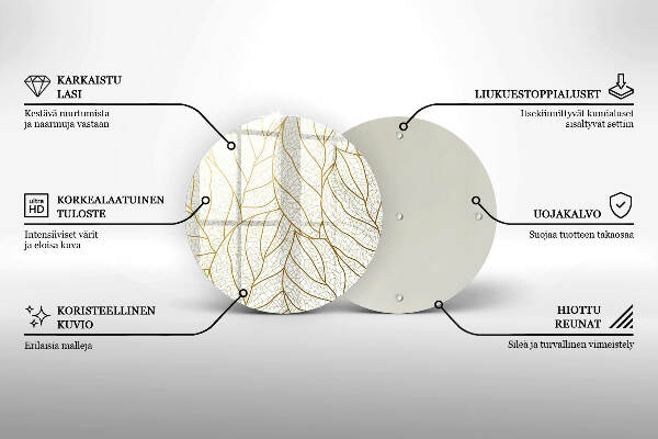Üveg alátét gyertyákhoz Line-art levelek minta