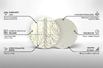 Üveg alátét gyertyákhoz Line-art levelek minta