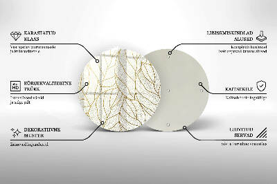 Üveg alátét gyertyákhoz Line-art levelek minta