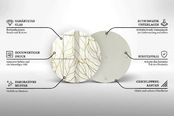Üveg alátét gyertyákhoz Line-art levelek minta