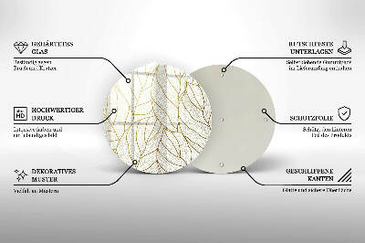 Üveg alátét gyertyákhoz Line-art levelek minta