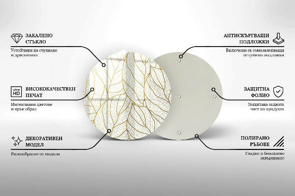 Üveg alátét gyertyákhoz Line-art levelek minta