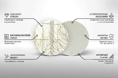 Üveg alátét gyertyákhoz Line-art levelek minta