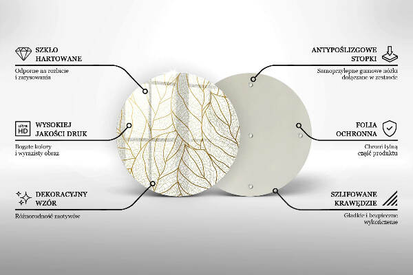 Üveg alátét gyertyákhoz Line-art levelek minta