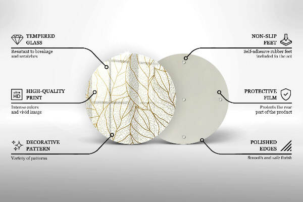 Üveg alátét gyertyákhoz Line-art levelek minta