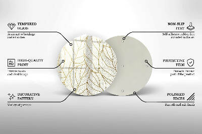 Üveg alátét gyertyákhoz Line-art levelek minta