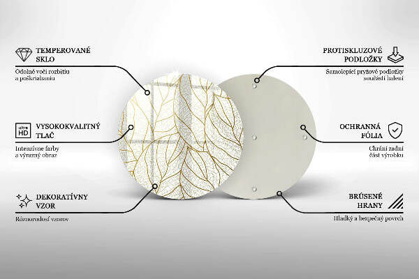 Üveg alátét gyertyákhoz Line-art levelek minta