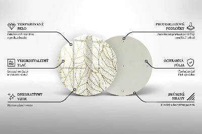 Üveg alátét gyertyákhoz Line-art levelek minta