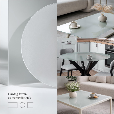 Négyzet alakú asztallap Félig átlátszó