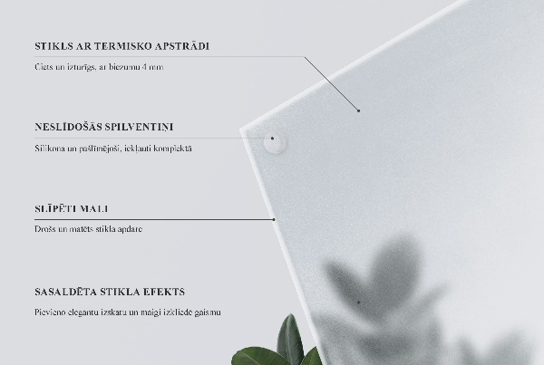 Négyzet alakú asztallap Félig átlátszó