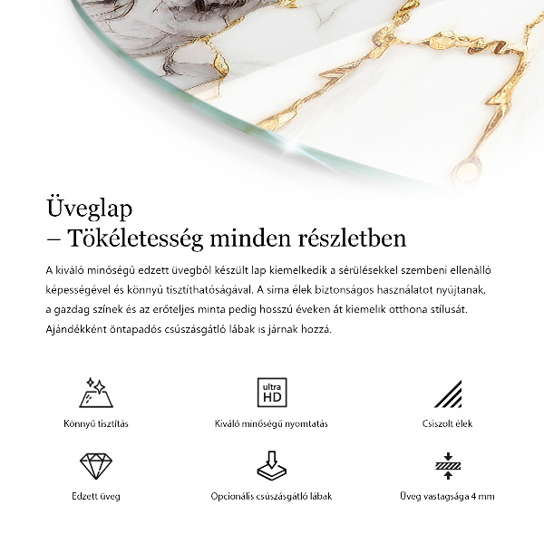 Edzett üveglap Színe fehér sima