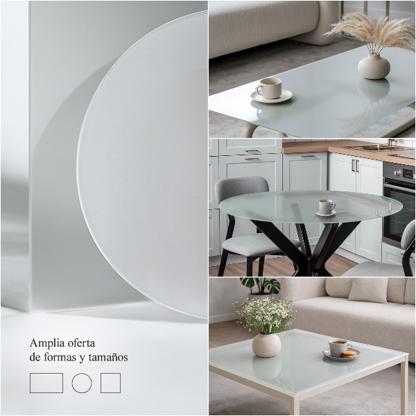 Téglalap alakú asztallap Félig átlátszó