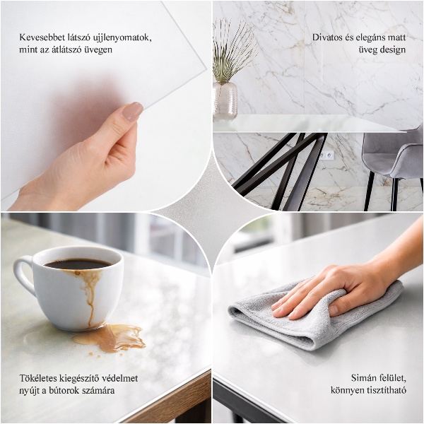 Téglalap alakú asztallap Félig átlátszó