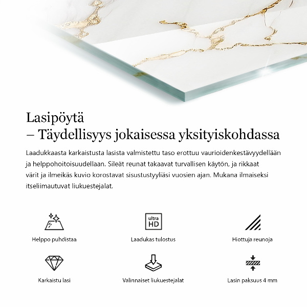 Téglalap alakú asztallap Márvány grafikai kompozíció