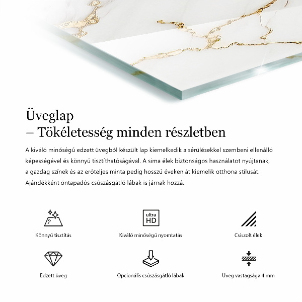 Téglalap alakú asztallap Márvány grafikai kompozíció