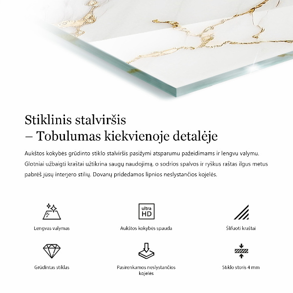 Téglalap alakú asztallap Márvány grafikai kompozíció