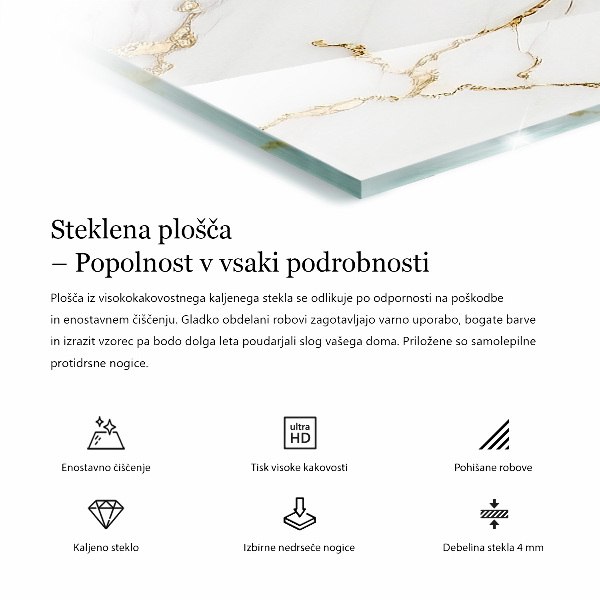 Téglalap alakú asztallap Márvány grafikai kompozíció