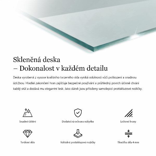 Átlátszó téglalap alakú edzett üveglap