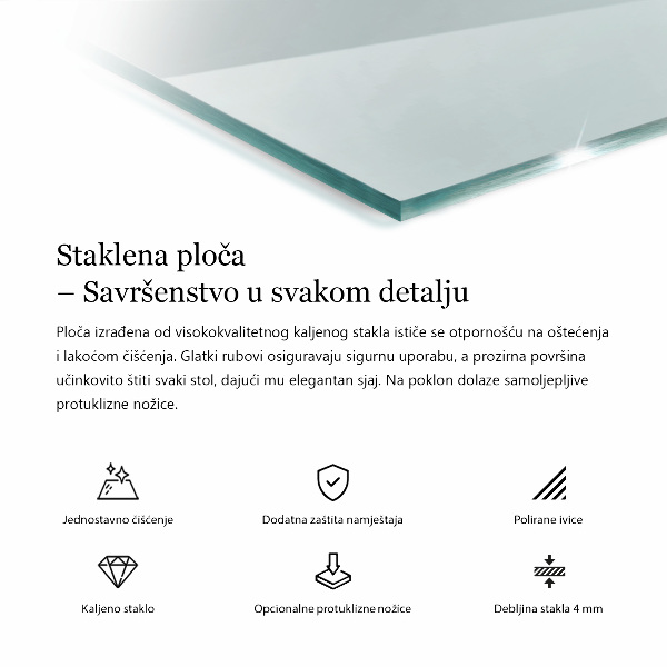 Átlátszó téglalap alakú edzett üveglap