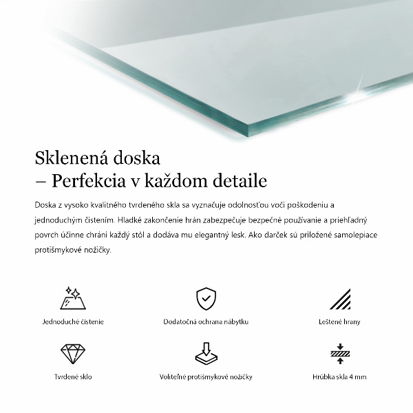 Átlátszó téglalap alakú edzett üveglap