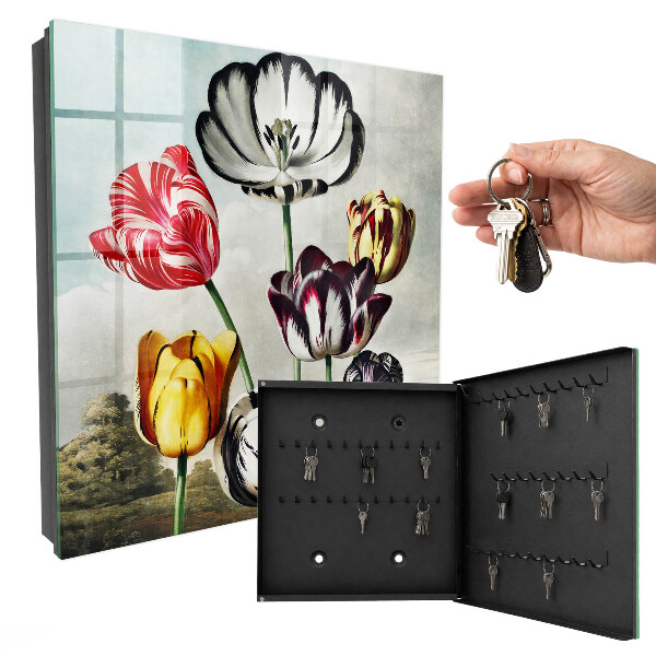 Kulcstartó doboz Retro tulipánok