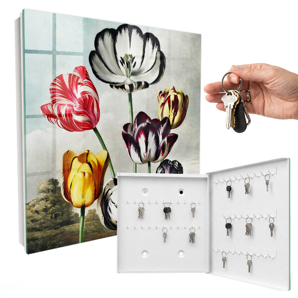 Kulcstartó doboz Retro tulipánok